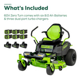 60V 42” Electric CrossoverZ Zero Turn Mower with (6) 8 Ah Batteries and (3) Dual Port Turbo Chargers 7409302